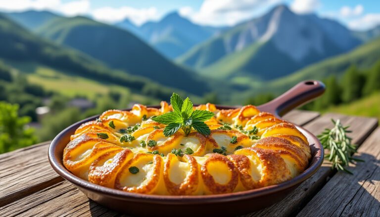 découvrez une truffade extraordinaire, plat emblématique du cantal, au cœur des magnifiques monts du cantal. laissez-vous séduire par des saveurs authentiques et un cadre naturel époustouflant, pour une expérience culinaire inoubliable.