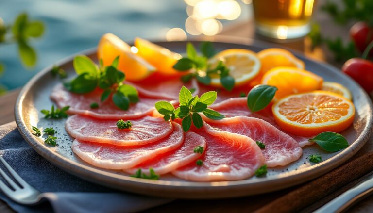 dégustation culinaire : savourez un carpaccio de poisson au bord du lac Léman
